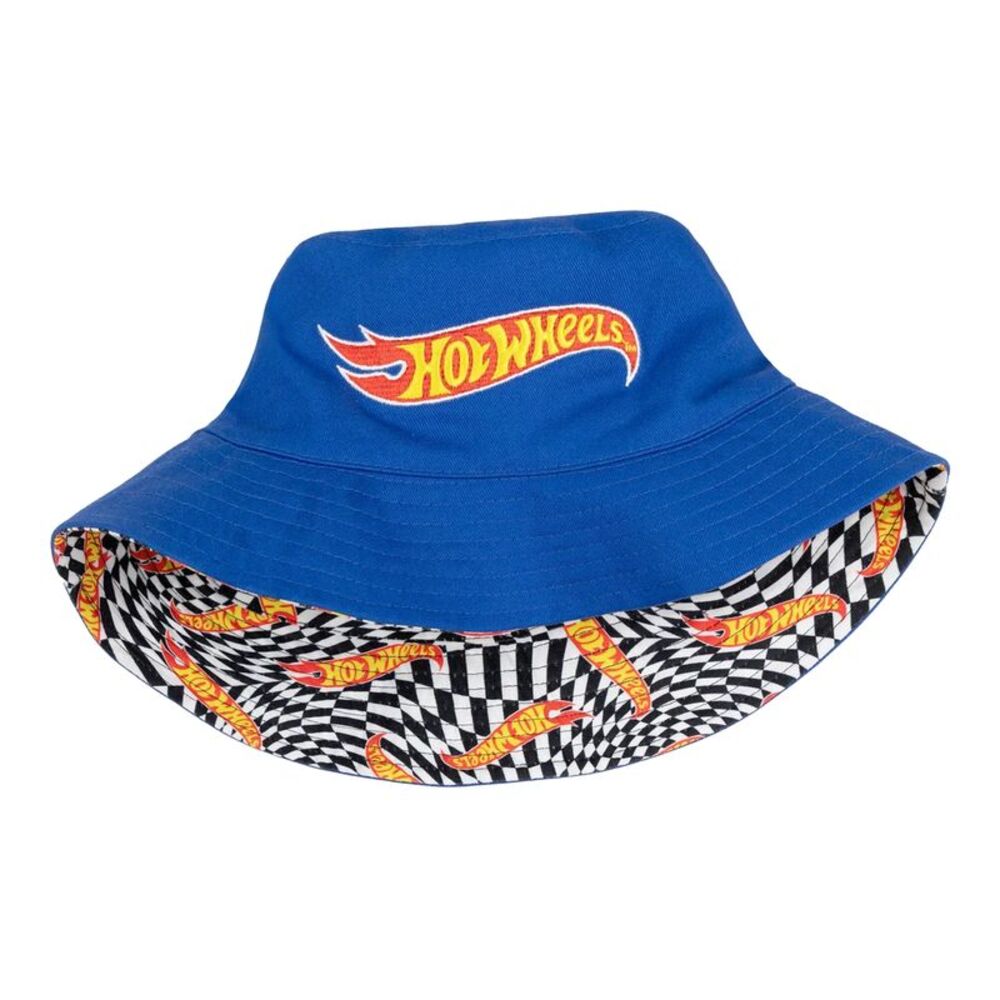 Hot Wheels Boys Checkerboard Logo Reversible Bucket Hat / Multicolored